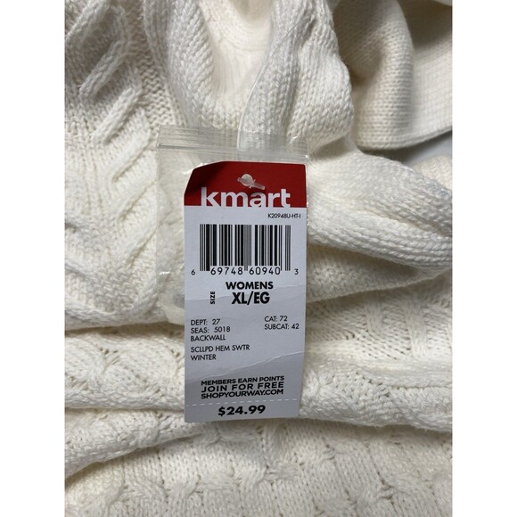 Basic Editions NWT Womens Scalloped Edge White Sweater Size XL - Picture 3 of 8